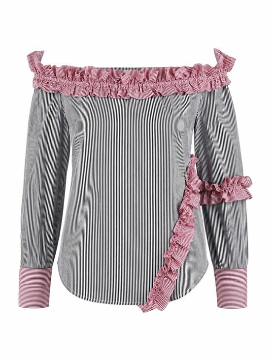 Walter Baker Tops - Walter Baker Derrick Striped Ruffle Off Shoulder Top Size S